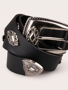 2024 Factory Direct Sales New Autumn and Winter Three-Piece Diamond Retro Carved Leisure Cross-Border Supply Womens Belt