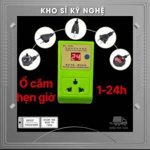 Ổ cắm hẹn giờ tự ngắt 1-24h công suất cao 220V 2200W bảo vệ an toàn xe điện tăng tuổi thọ pin khống chế thời gian sạc