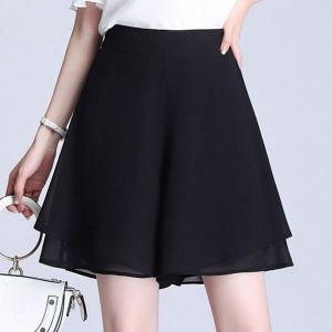 Summer New Womens Chiffon Wide Leg Short Pants Loose Slimming Thin Style Casual Trousers Trendy Mini Skirt High Waist Loose Fit