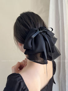 Elegant Hair Clip Womens Back of Head Chignon Butterfly Knot Shantung Fabric Fairy Atmosphere Sash Shark Clamp Hair Accessories