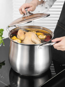 Large Capacity Stainless Steel Soup Pot for Home Use Electromagnetic Stove Roasting Meat And Chicken in Stockinettes Pot