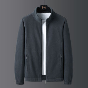 Mens Thickened Lamb Velvet Jacket Coat Fleece Inner Warm Autumn Winter Open Cardigan Sweatshirt with Wool Inner Chinese Brand