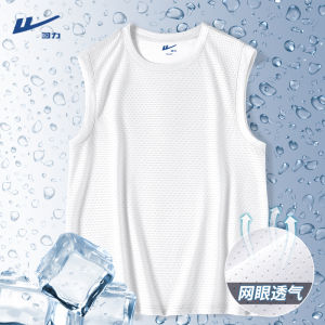 Warrior Mens Summer Thin Mesh Breathable Ice Silk Quick Dry Sleeveless Tank Top Sport Vest round Neck Sweatback Straight Hem