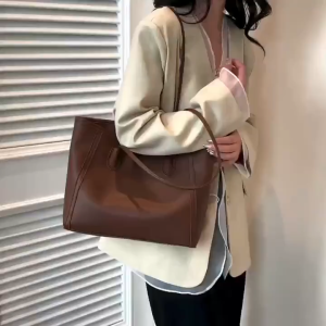 Casual Trend Texture All-Match Fancy Commuter Bag Soft Leather Retro Style Maillard Fashion Tote Bag Fashion Vintage Color  Shoulder Bag Shoulder Bag with Zipper Womens Large Capacity Bag