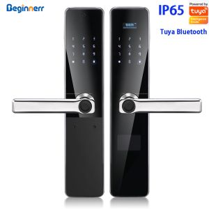 IP65 Waterproof double sides fingerprint smart door lock electronic 6068 mortise Stainless steel 304 Tuya bluetooth App Remotely control Digital door lock