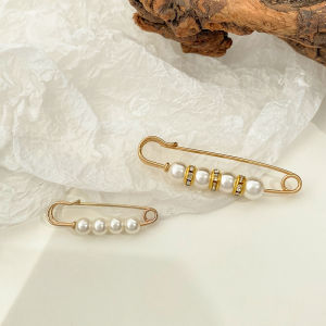 Adjustable Pearl Brooch Waist Clip for Skirts Womens Fashion Accessories Clothing Fixer Prevent Exposure Alloy/Gold/Silver