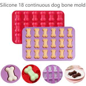 1/2PCS Silicone 18 Continuous Dog Bone Mold Baking DIY Cake Flip Sugar Biscuit Chocolate Ice Grid Mold Fire Paint Wax Mold