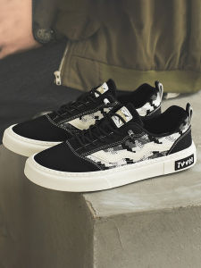 Mens Canvas Shoes Summer Breathable No-Tie Sporty Casual Sneakers Low-Top Synthetic Leather Wear-Resistant Thick Bottom