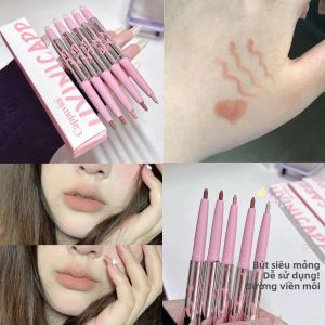 Son Lì Dạng Bút Kẻ Viền Môi Thân Bạc Chống Nước Lâu Trôi Không Dính Có Cọ