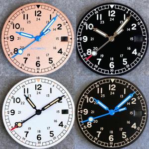 Vintage 29mm Black White Fit NH35A Field Watch Dial Face Hand Set Date Window For 3/3.8 Crown Dive Men Watch Accessories New
