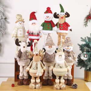 Christmas Present Santa Claus Scalable Plush Toy Cartoon Snowman Stuffed Doll Anime Elk Souvenir Kawaii Birthday Gift