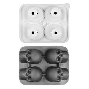 Skull Ice Ball Mold Silicone 3D Flexible 4/6Grid Ice Cube Trays BPA Free Ice Trays For Freezer Skull Head Cocktail Ice BallMaker