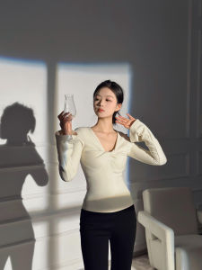 XULU Original Knitted Cotton Slim Fit High Elastic Solid Color Button up Shirt Bell Sleeve Versatile Elegant Base Shirt