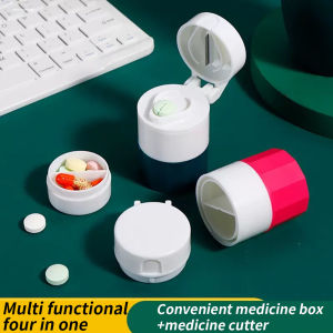 Multi-Functional 4-in-1 Medicine Box: Drug Storage Container with Cutter And Grinder Features for Versatile Use
