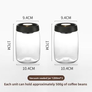MONGDIO | Coffee Bean Storage Jar Coffee Powder Sealed Jar Vacuum Tea Jar Coffee Sealed Glass Storage Jar
