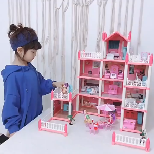 DIY Doll House Pretend Play Set for Kids Princess Dollhouse Girls Toy Cute Handmade Kids Playhouse Gift Rumah Anak Patung