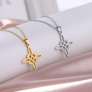 Skyrim Witch Knot Pendant Necklace Stainless Steel Choker Necklaces Vintage Amulet Witchcraft Jewelry Valentine Gift for Women