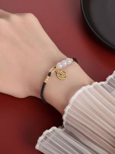 ปรับ สีดำ เชือกทอสร้อยข้อมือผู้หญิง < Ne2> Charm Amulet โลหะผสมคู่แฟชั่นเครื่องประดับ Handmade Craft แฟนของขวัญ