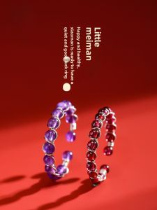 Pudao Mountain Purple Quartz Almandine Simple Design Open Ring for Women on Middle And Ring Finger Elegant Fashion Jewelry