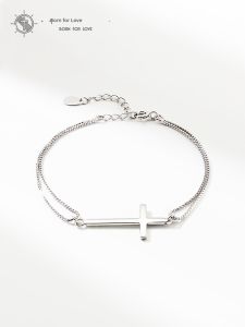 SHISHANGMEIDI | Fashion 925 Sterling Silver Bracelet Women Simple Cross Ornament