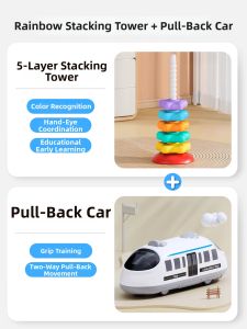 Borledor | Rainbow Rotating Rings Toy for 0-3 Year Olds Educational Gift