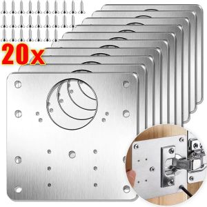 20ชิ้นซ่อมบานพับเหล็กสเตนเลสชุดจานตู้เฟอร์นิเจอร์โต๊ะพร้อมลิ้นชักบานพับแผ่นยึดด้วยสกรูตัวยึดแบน