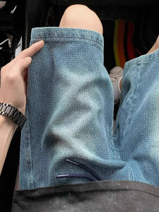 กางเกงขาสั้นยีนส์เอวสูงทรงหลวมสไตล์อเมริกันสำหรับผู้หญิงในช่วงฤดูร้อน กางเกงขายาวทรงหลวมลายดาวเทียมบาง กางเกงขายาวทรงเข้ารูป