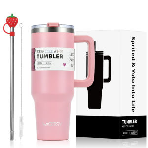 WATERSY 30/40oz Large Capacity Tumbler with Handle & Straw 1182ml Stainless Steel Thermal Cup Vacuum Insulated Mug for Coffee