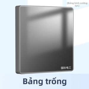 Bảng ổ cắm tường gương kính cường lực màu xám