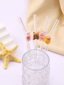 1/2/5PCS Animal Shape Glass Straw Cute Reusable Bent Straws for Cocktails Perfect for Themed Cafes Beach Parties & Weddings