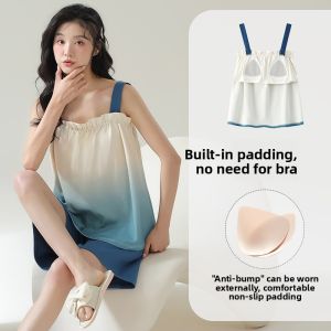 MiiOW | Cat Woman Sleepwear Set Womens Strap Soft Breathable Sweat Free Home Clothes With Chest Pad Can Wear Out Thin Cotton Summer