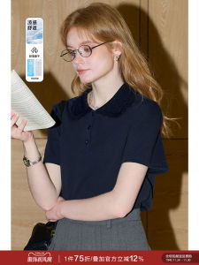 Áo Thun Nữ Tay Ngắn Cảm Giác Mát Mẻ Mùa Hè 2025 POLO Cổ Polo Cao Chất Liệu Cotton Polyester Phong Cách Thường Ngày