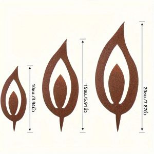 3 ชิ้น Rustic Christmas Garden ใส่ชุดป้ายโลหะเทียนเปลวไฟ Silhouette ตกแต่งวันหยุดกลางแจ้ง Weatherproof Lawn Art