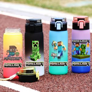 Bandai | 500ML Minecraft Sport Water Bottle Flip Cover Plastic Cup Shaker Drink Bottle Portable Gym Jugs Leakproof Drinkware Fans Gifts