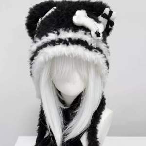 ส่งไว | หมวกไหมพรมหูสัตว์ Y2K หมวกบีนนี่เท่ๆ นุ่มๆ พร้อมส่ง แนวสตรีท กันความเย็นได้จริง