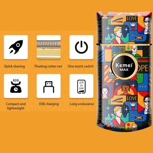 Kemei KM-RS7098 Electric Shaver Professional Graffiti Beard Trimmer Mini Electric Razor Beard Cutting Machine Men Graffiti USB Charge Razor