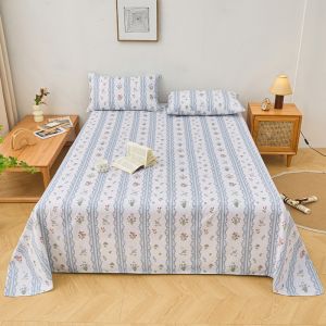 Pure Cotton Linen Bedding Set 100% Cotton Single Double Bed Sheet Cover Pillowcase Three Piece Set for Students Dormitory