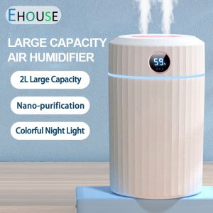 2L Air Humidifier Single/Double Nozzle Home Silent Aroma Essential Oils Diffuser Timing Function USB Direct Supply Intelligent Anti-dry Burning