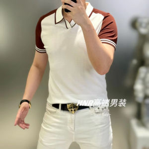 Summer 2025 Mens Short Sleeve POLO Shirt Casual Knitted Half Sleeve Turn-down Collar Fashionable Top Youth Urban Style