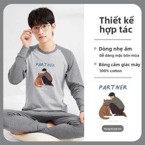 Coco Smart | Bộ đồ lót giữ nhiệt cotton nguyên chất cho bé trai tuổi teen mùa thu 2025 Quần áo trẻ em thoải mái mặc mùa thu