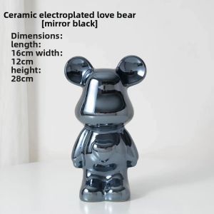 ZHUOLESHI | Ceramic Electroplated Teddy Bear Piggy Bank 28cm