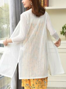Áo Len Cardigan Dệt Kim Mùa Hè Cho Nữ Áo Che Nắng Bằng Chiffon Cỡ Lớn Dài Vừa Phải Có Khóa Kéo Cổ Chữ V Tay Thường