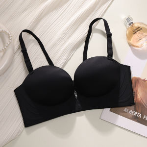 MiiOW | Detachable Strapless Bra Womens Seamless Underwear Gathered Large Back Beauty No Trace Auxiliary Breast Collection Prevents Sagging Tube Top Bra