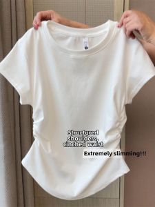SUHUIQIAN | Shoulder-fitting Waist-defining Slimming T-shirt Short Cotton