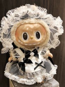 Labubu Macaron Hanging Ornament Rubber Doll Clothes Popular Internet Celebrity Blind Box Bubble Girl Clothing Accessories