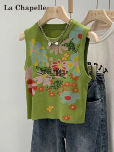Áo Ba Lỗ Không Tay in Họa Tiết La Chapelle Dành Cho Nữ Mùa Hè Cổ Tròn in Hoa Thiết Kế Graffiti Áo Ba Lỗ Dệt Kim