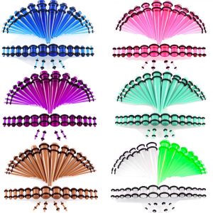 ZTOYL 36Pcs Acrylic Ear Gauge Stretching Kit Tapers Flesh Tunnels Plug Body Piercing