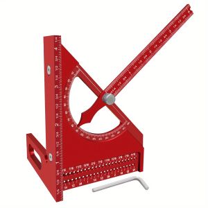 3D Adjustable Carpentry Square Protractor With 180 Degree Quick Marking Guide - Aluminum Alloy Half-Circle Set Scribing Ruler