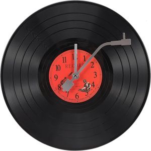 11.81inch Musical Black Vinyl Record Wall Clock Battery Operated Music Room Decor Decoration Art Hanging Clocks