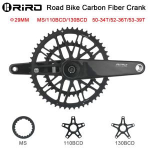RIRO Carbon Fiber Crank Road Bike 29MM 11/12 Speed 50-34/52-36/53-39T MS Direct Mount/110/130BCD Bicycle Crankset Chainring